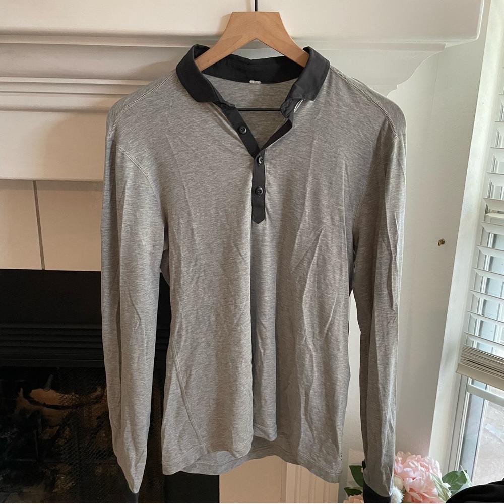 Lululemon Essential Gray Long Sleeve Polo Size small